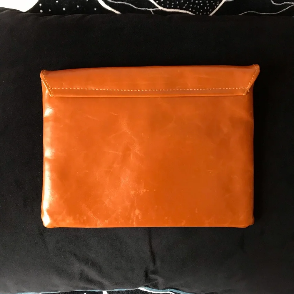 Nordstrom Tan Cognac Faux Leather Envelope Clutch